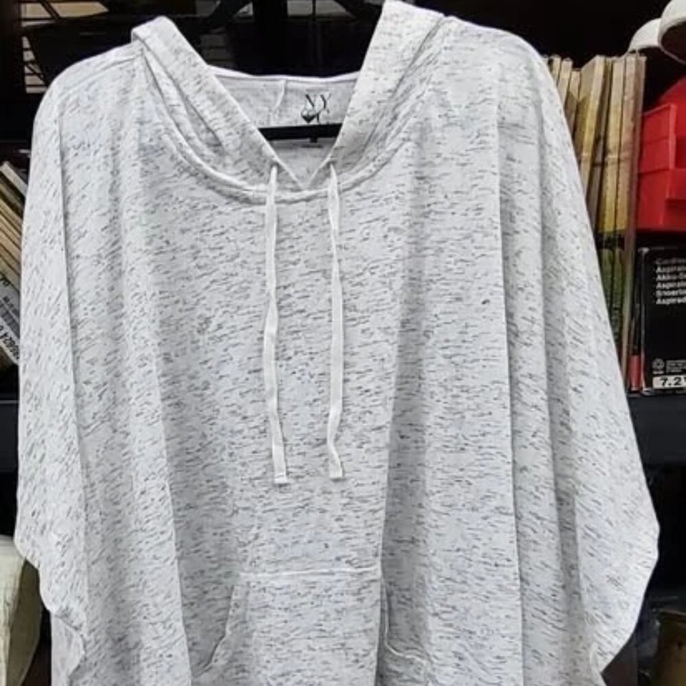 New York & Company Heather Gray Hooded Poncho Size S/M Small Medium